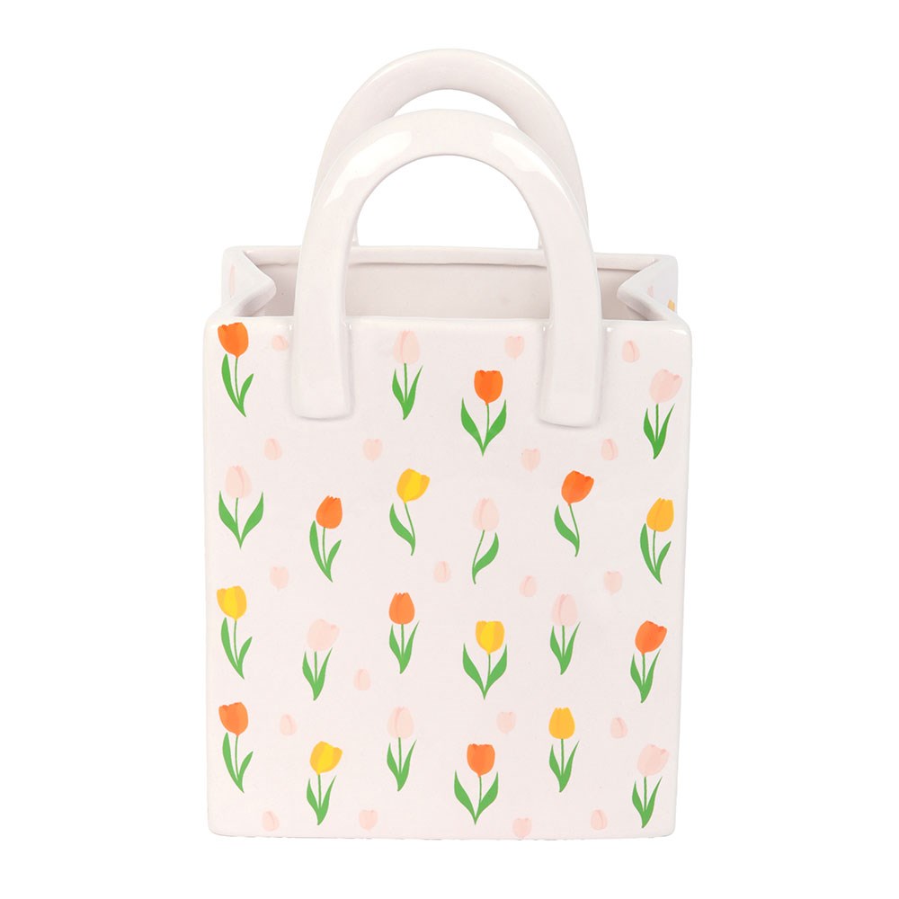 Tulip Print Handbag Shaped Vase