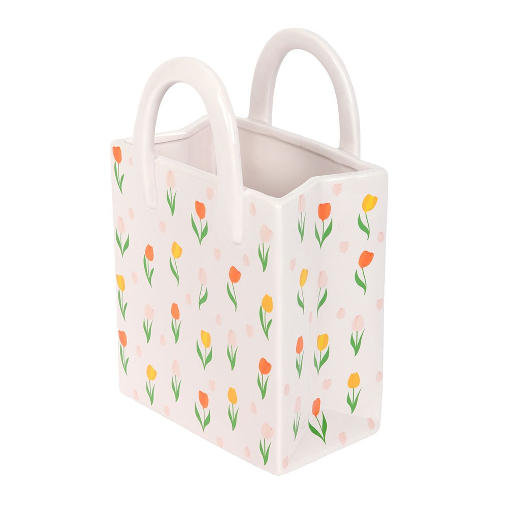 Tulip Print Handbag Shaped Vase