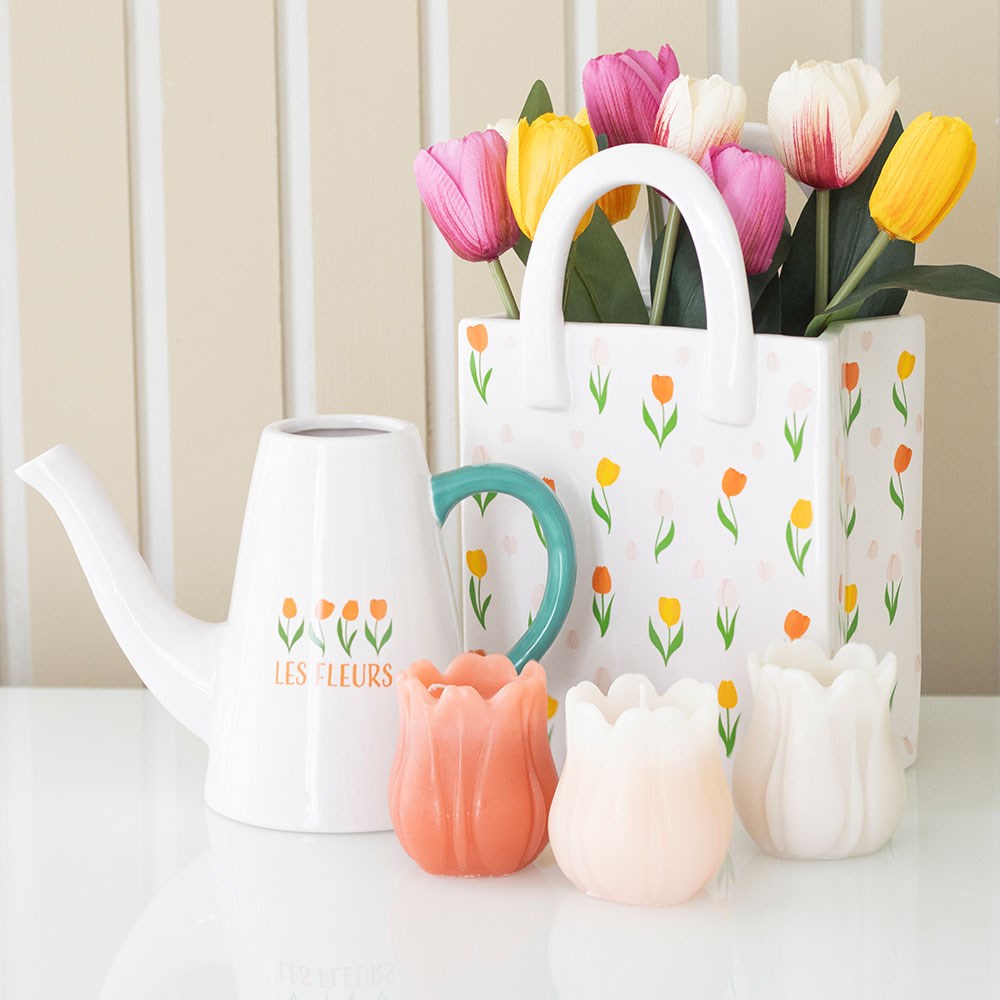 Tulip Print Handbag Shaped Vase