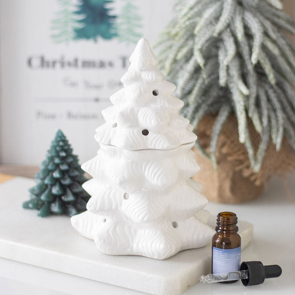 CHRISTMAS - White Fir Christmas Tree Oil Burner / Wax Melter - White