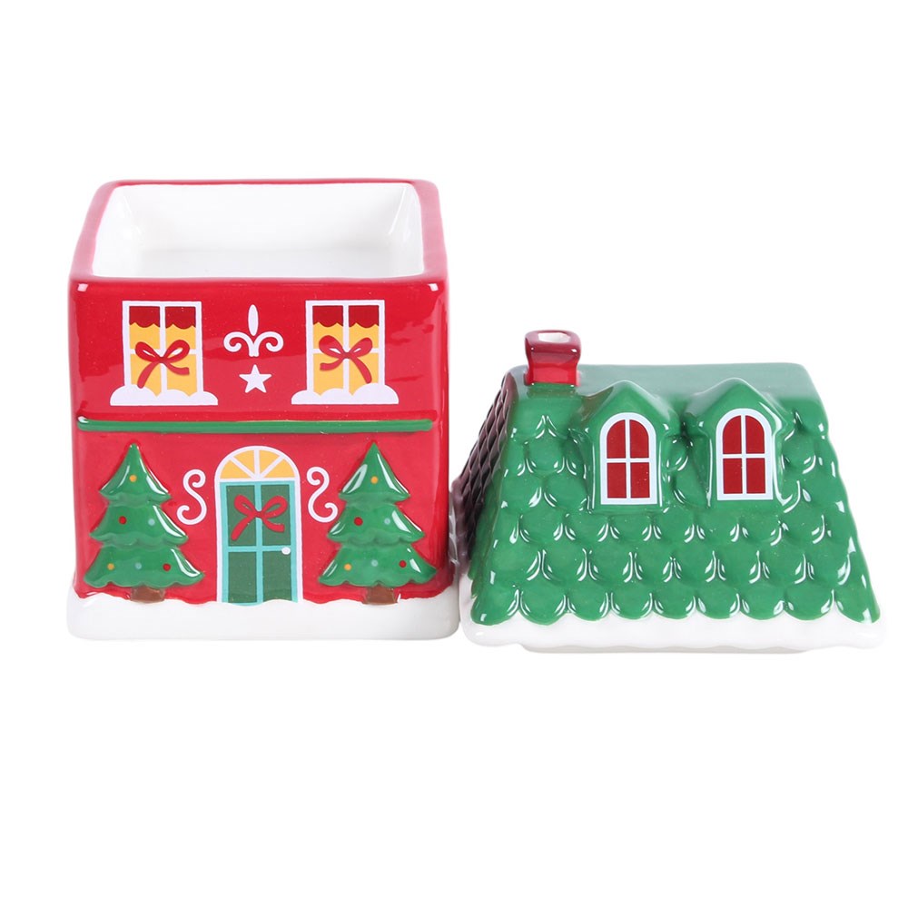 Red Christmas House Oil Burner / Wax Melter