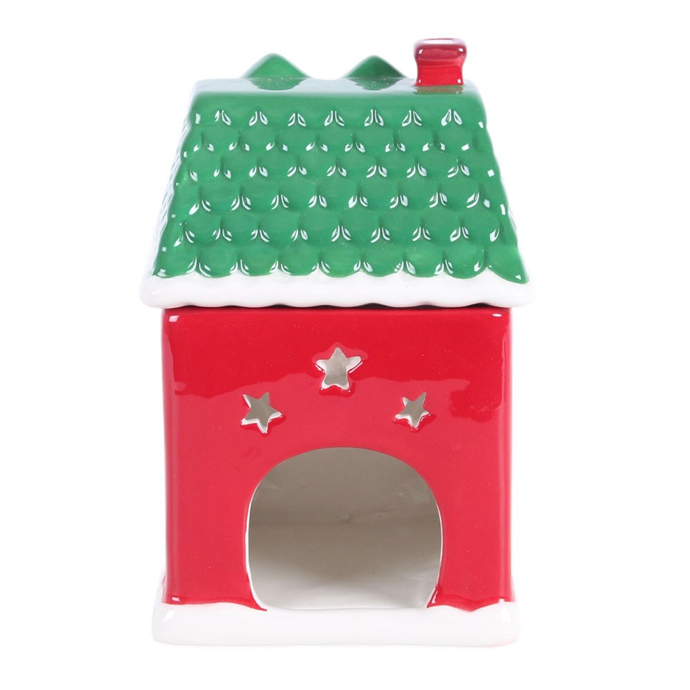 Red Christmas House Oil Burner / Wax Melter