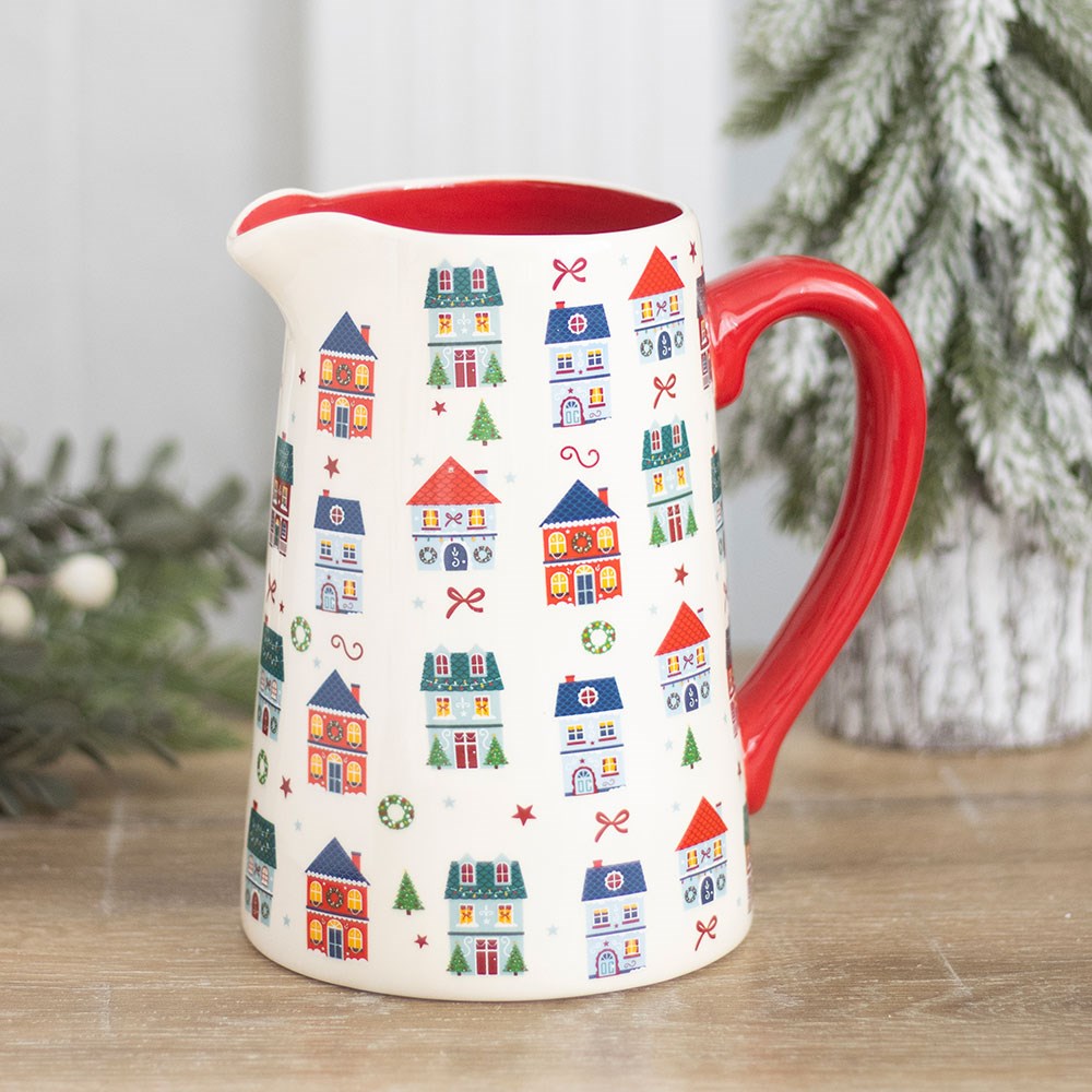 Christmas Street Print Flower Jug Vase