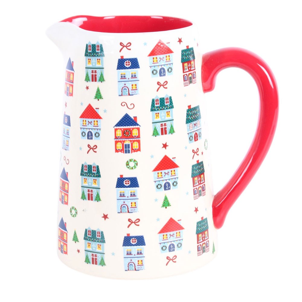 Christmas Street Print Flower Jug Vase