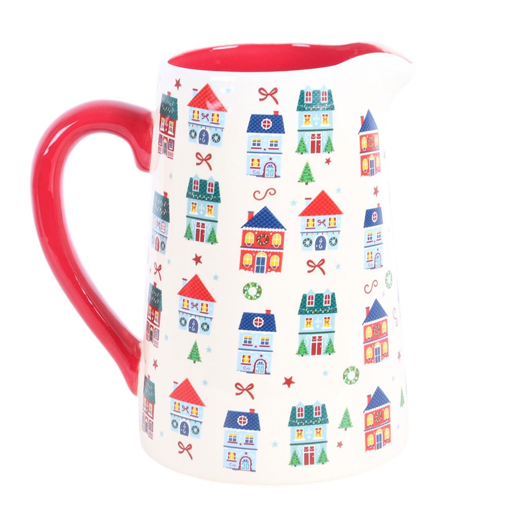 Christmas Street Print Flower Jug Vase