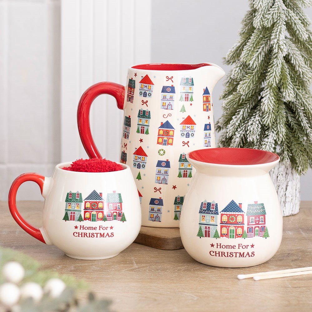 Christmas Street Print Flower Jug Vase
