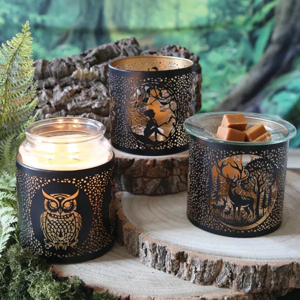 Tealight Wax Melter and Candle Holder - Black & Gold Silhouette Melter SITTING FAIRY- Oil Burner / Wax Meler