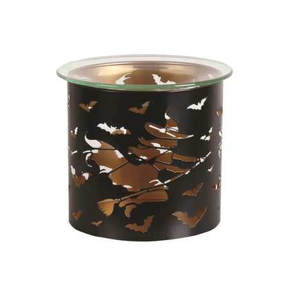 Halloween / Autumn - Black & Gold Silhouette Melter Witch Oil Burner / Wax Melter