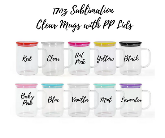 17oz Glass Mug with Handle and Lid