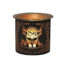 Tealight Wax Melter and Candle Holder - Black & Gold Silhouette Melter Highland Cow - Oil Burner / Wax Meler