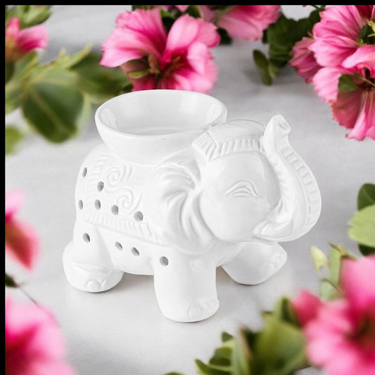 Tandy Elephant - Oil Burner/Wax Melter - White