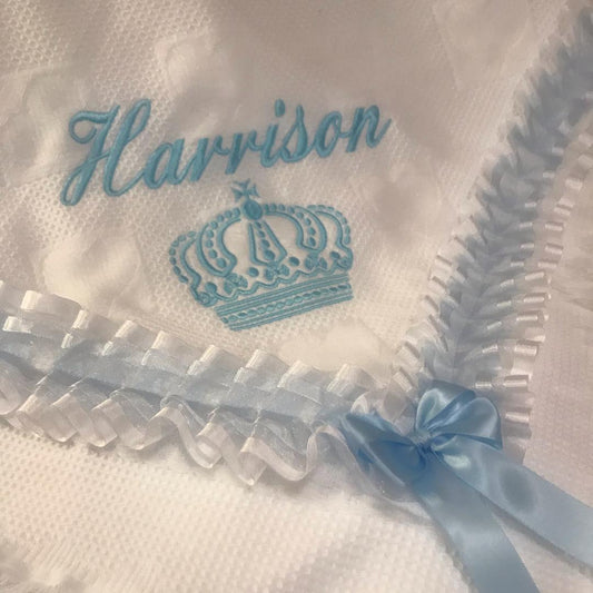 Personalised Name Crown / Blanket Embroidered Gift / Baby Blankets