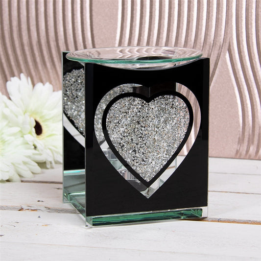 Wax Melter - Square Black Mirror Crystal Heart