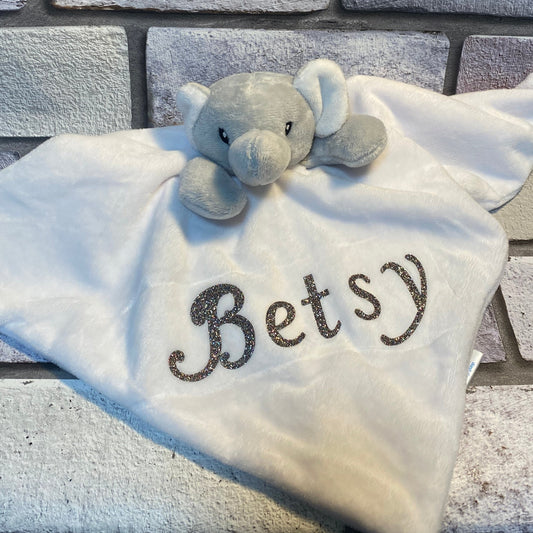 Personalised White and Grey Elephant Comforter
