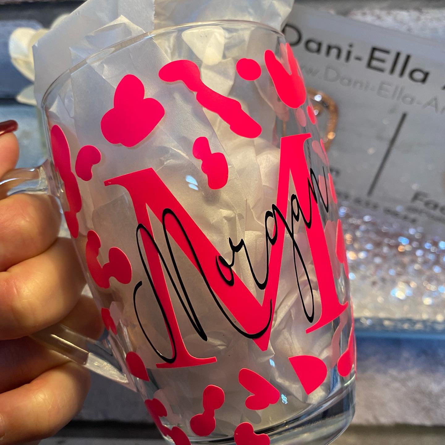 Neon Personalised Initial Leopard Clear Mug